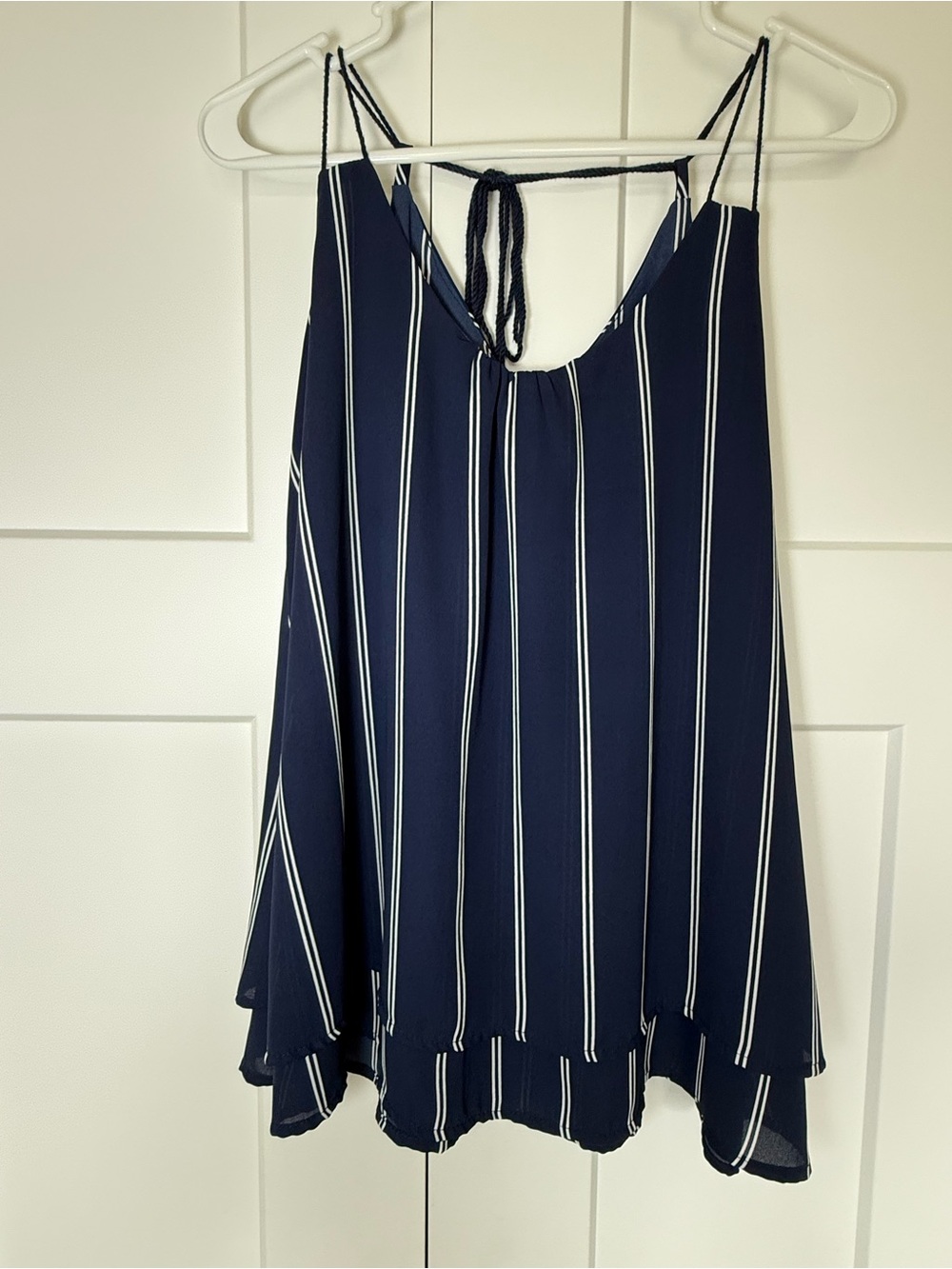 Freeway Navy and White Vertical Stripe Camisole